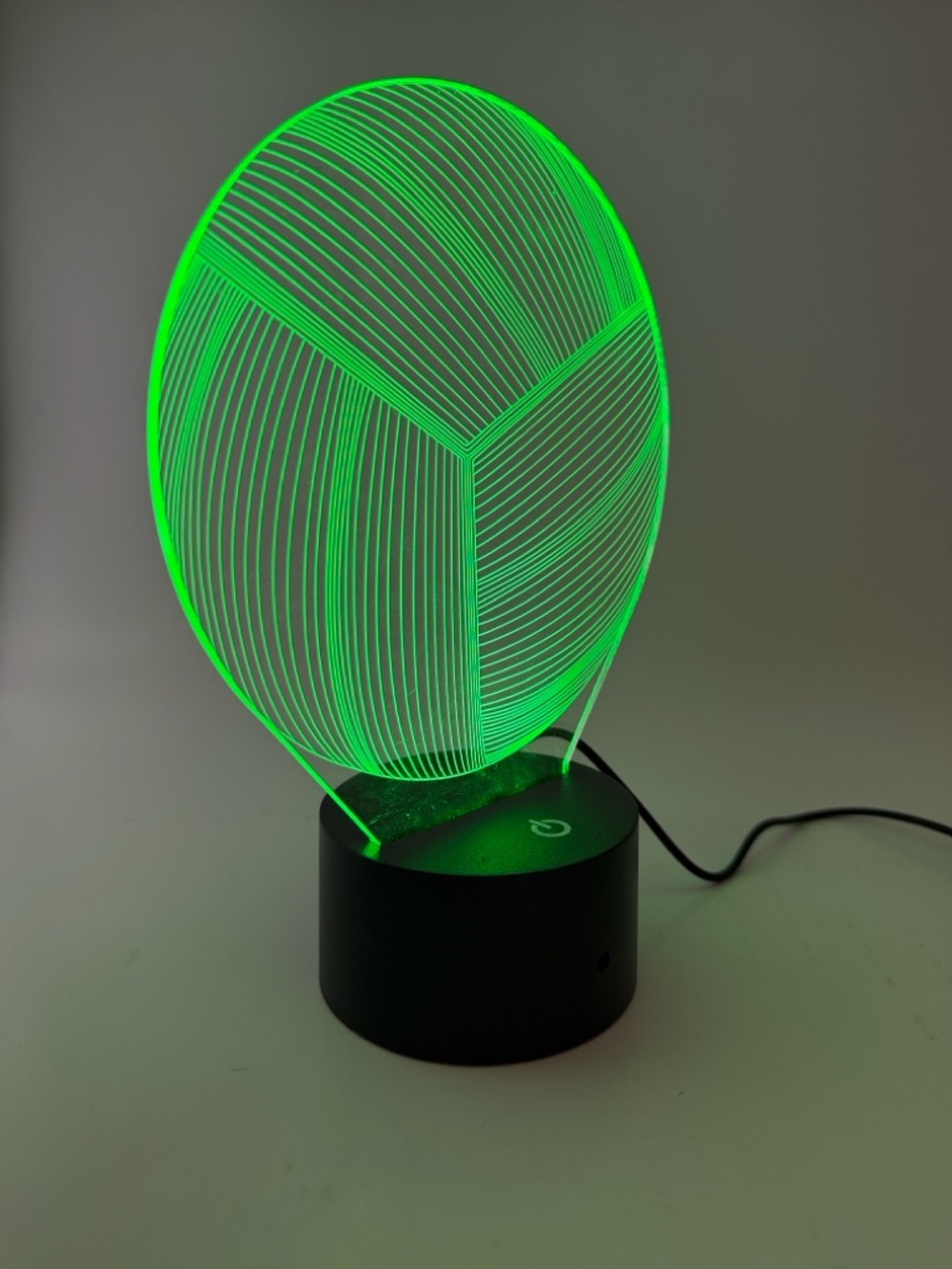 Modern Acrylic Volleyball LED Night Light with Black Touch Base - Picture 6 of 10